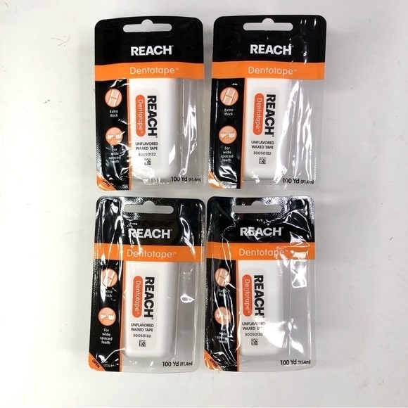 Reach Dentotape Unflavored waxed tape floss extra thick 4 packs 100yd each - Picture 1 of 3
